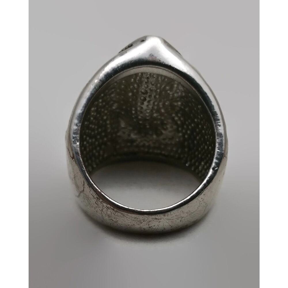 Silver Tone Marquis Shaped Clear Glass Stone Ring Size 6 - Picture 3 of 3